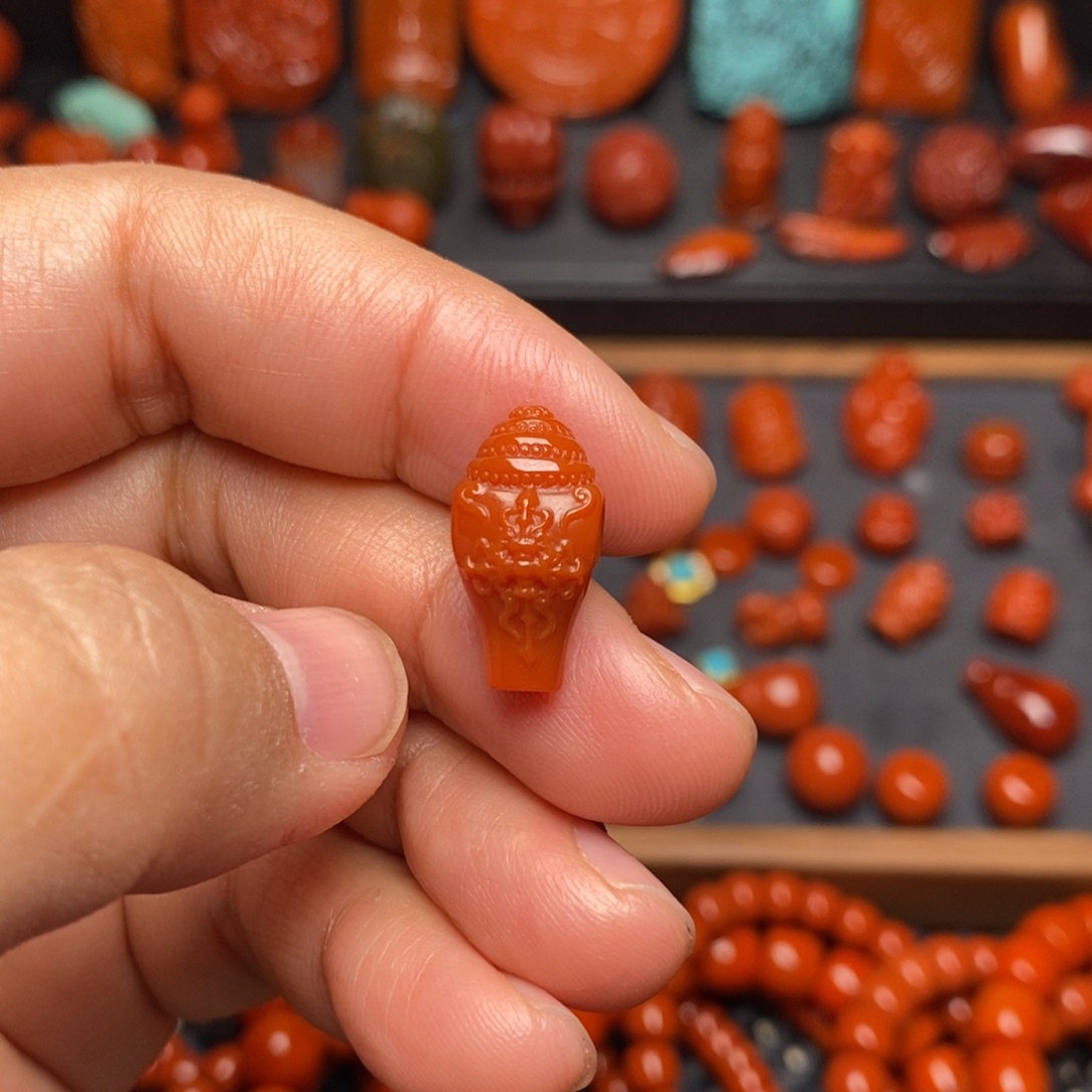 南红玛瑙配饰未镶嵌法螺三通