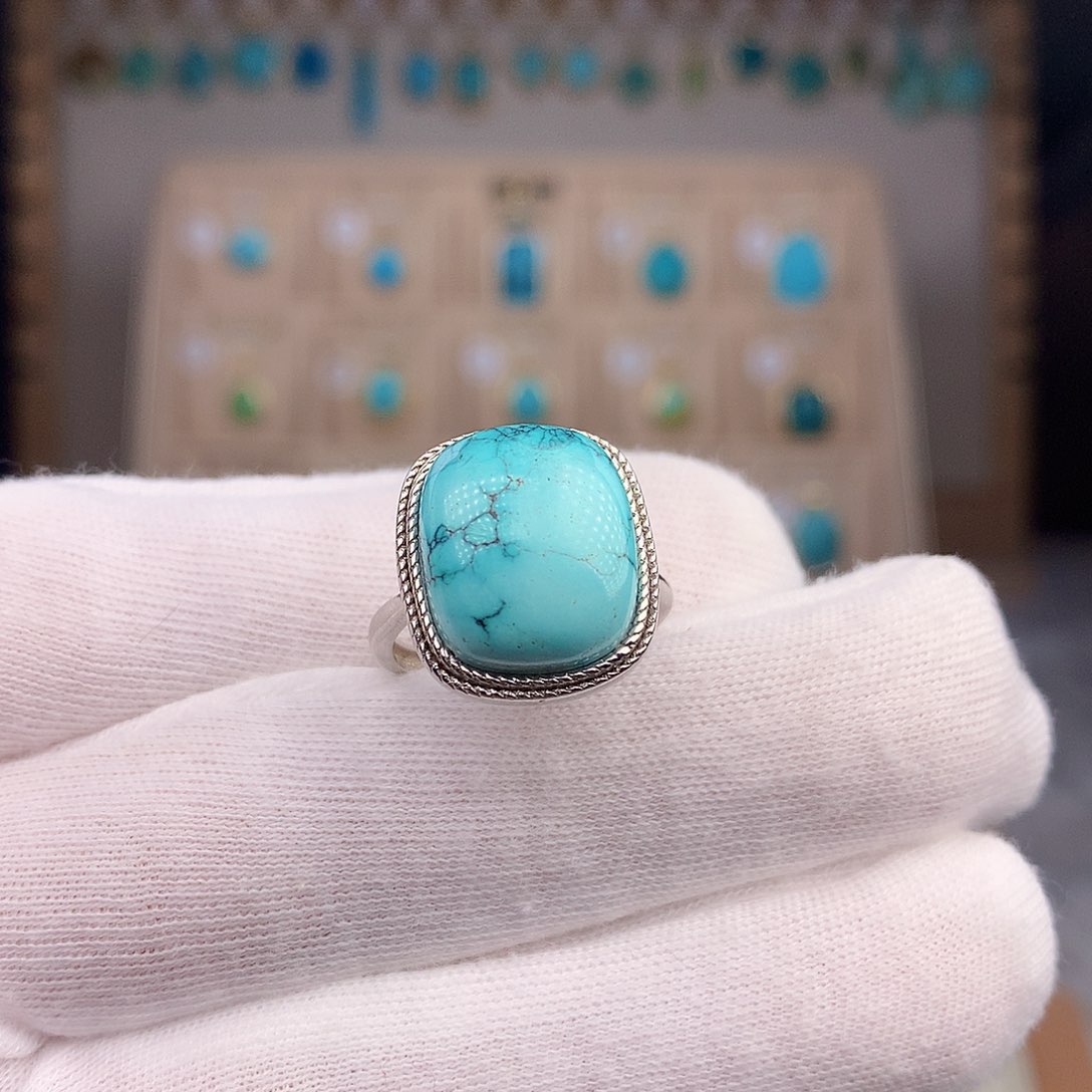 绿松石戒指银S925镶嵌