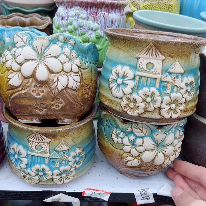 多肉绿植陶瓷花盆9.9包邮，有孔