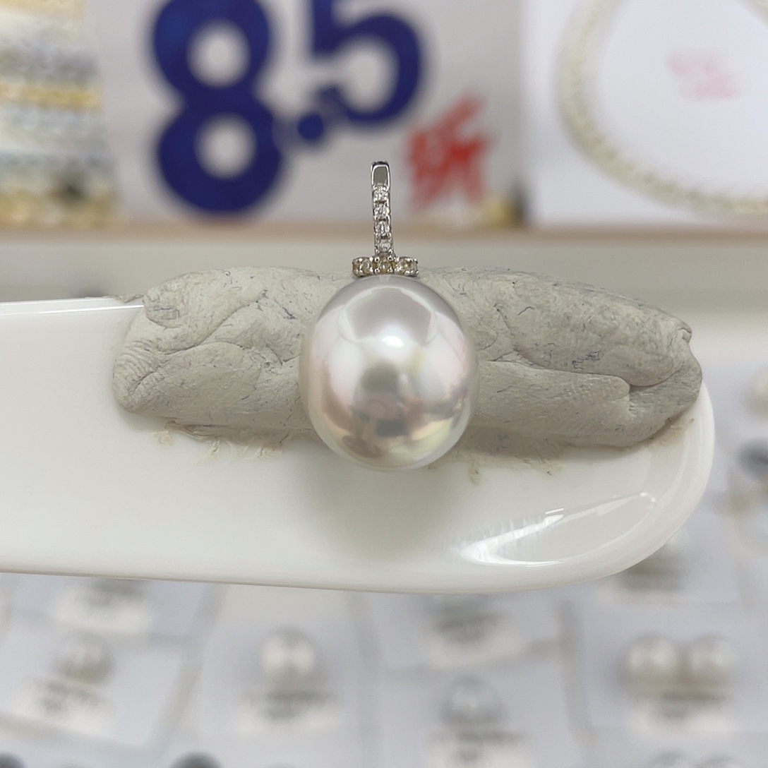 未镶嵌海水珍珠12-13澳白椭圆裸珠无暇