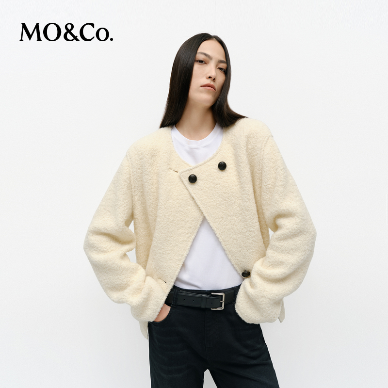 【陈大可专属】MOCO外套2025春羊驼绒绵羊毛圈圈呢MBE1COT013
