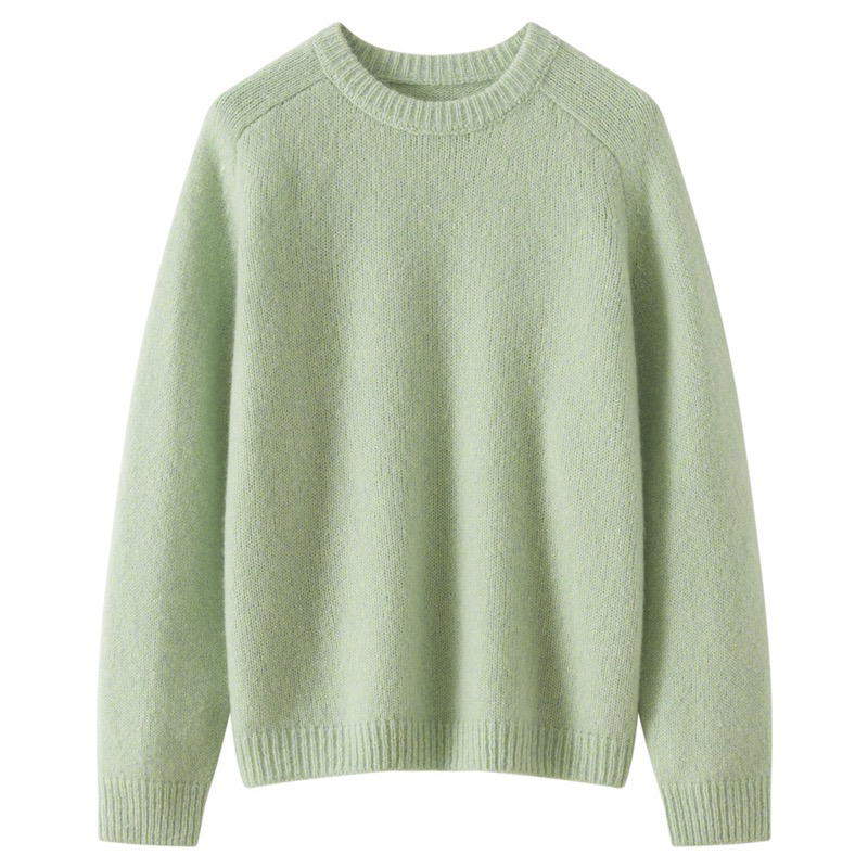 高端丝绒羊绒冬季新款花纱工艺圆领加厚宽松马鞍肩针织套头打底衫