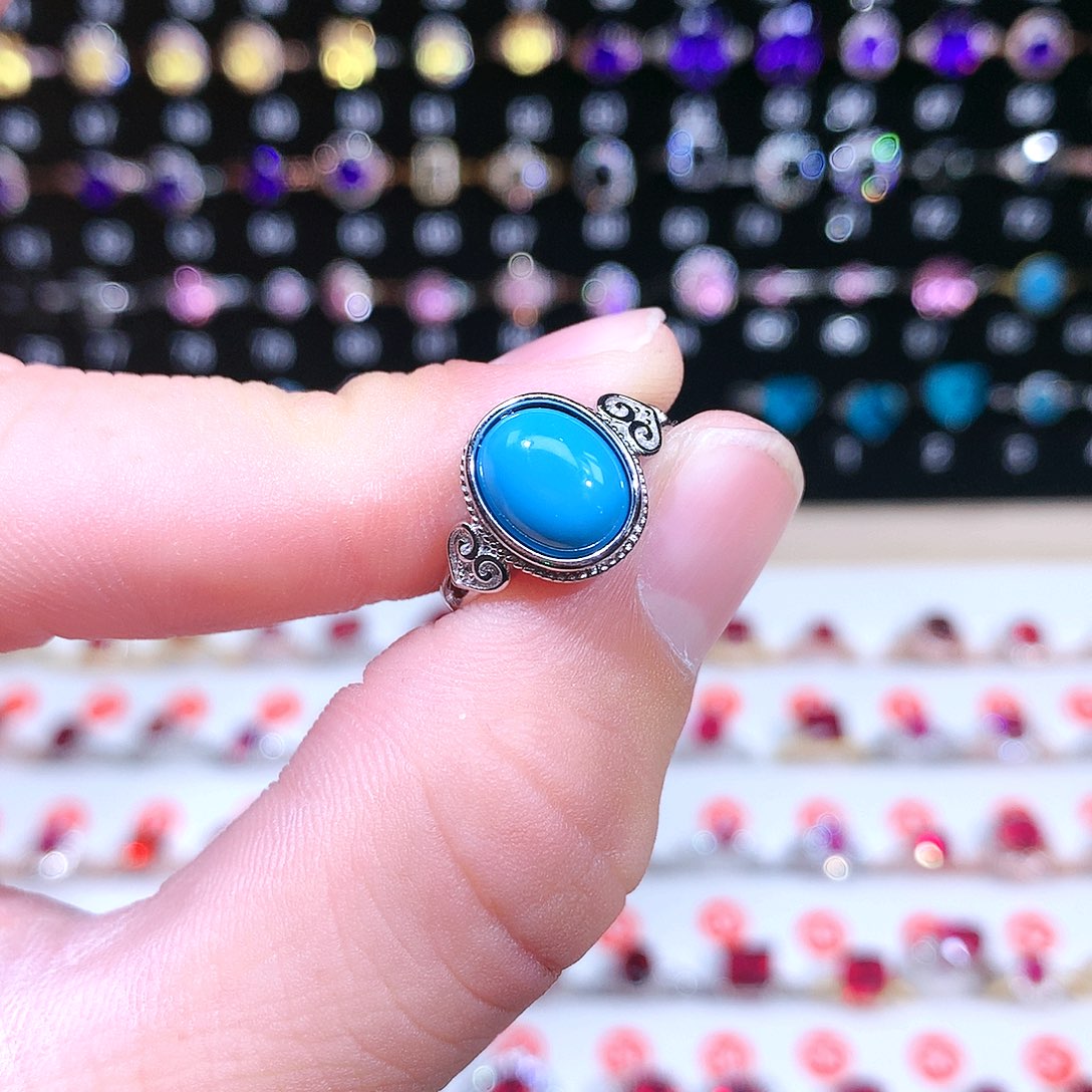 绿松石戒指银S925镶嵌