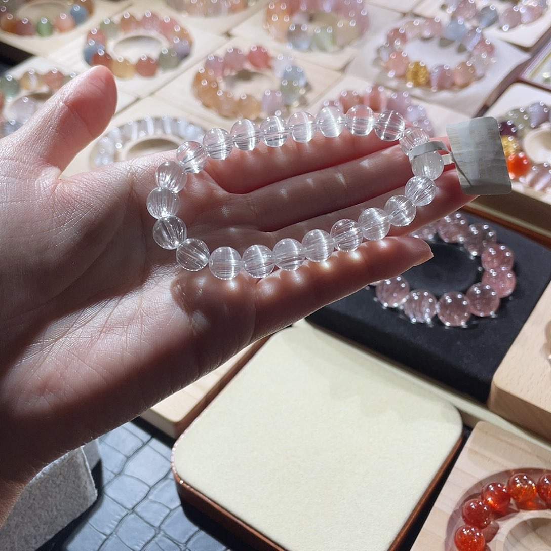 未镶嵌手链托帕石白托帕手链，晶体通透