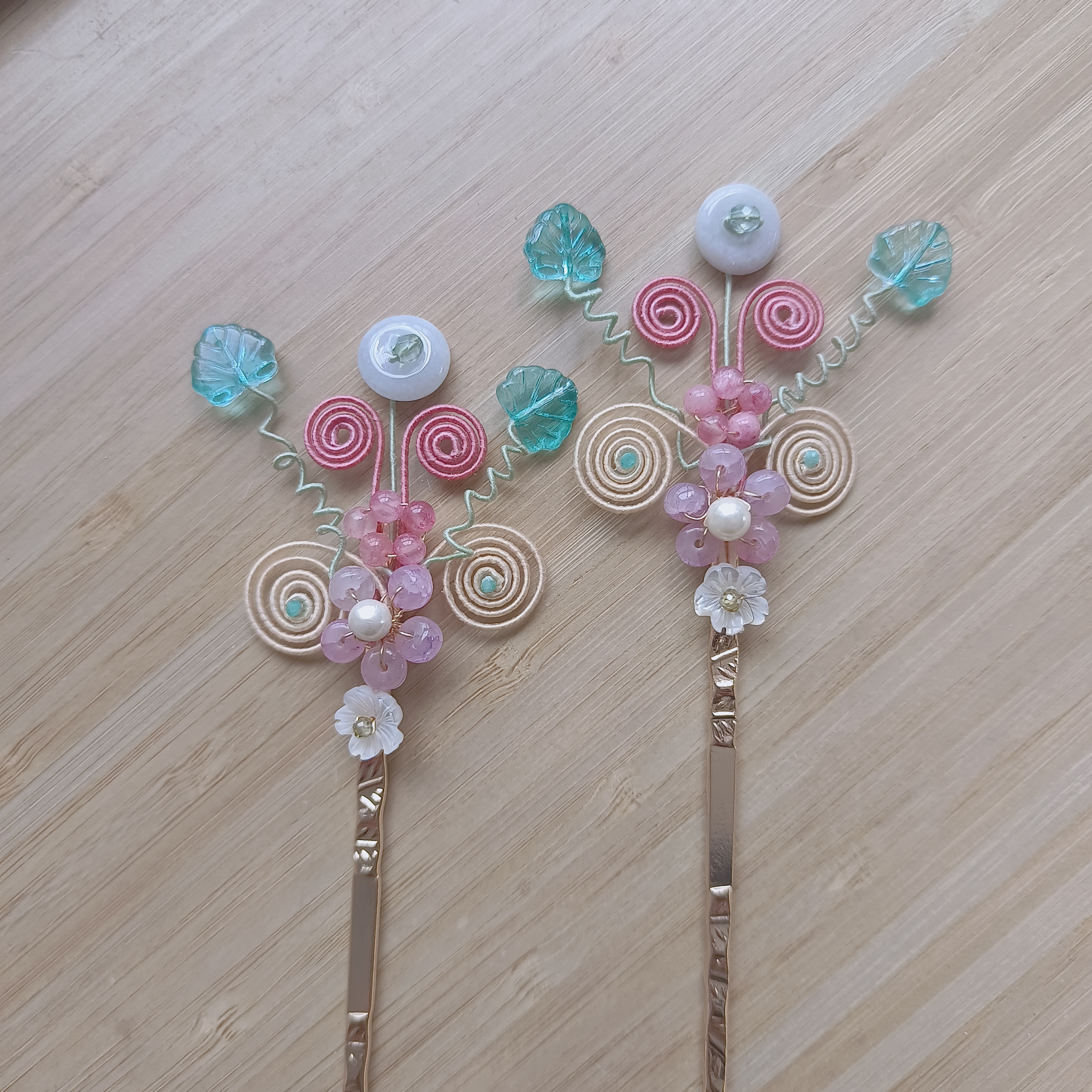 风雪初晴盘丝辑珠发簪清新汉服饰品蝴蝶手工古风设计配饰可爱