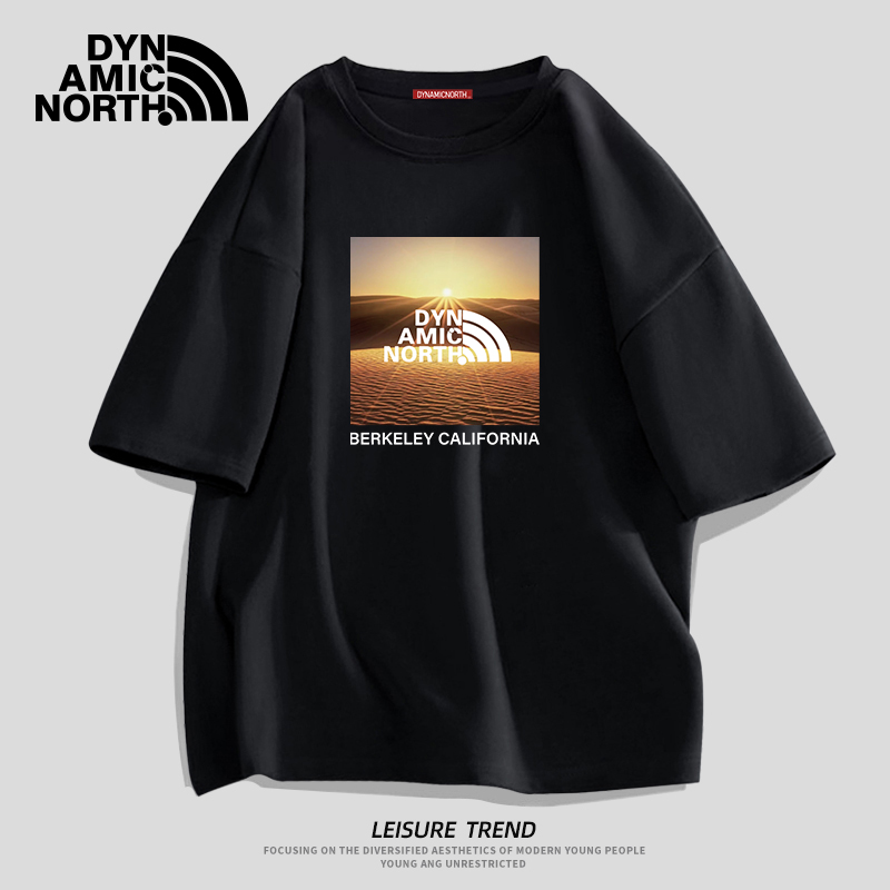 动感北面wifi标沙漠日出短袖t潮流宽松圆领百搭轻薄全棉内搭半袖