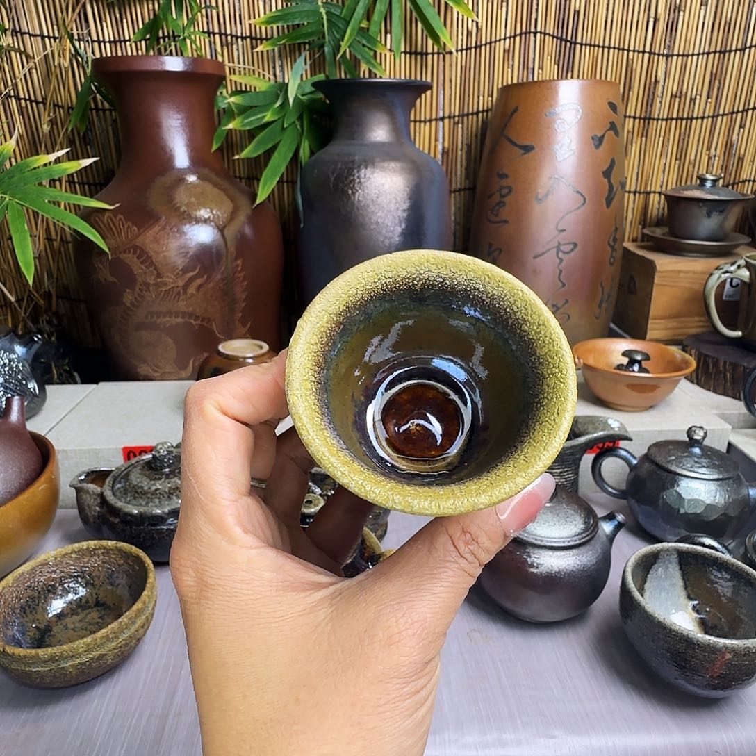 杯p**g建水紫陶柴烧杯微瑕