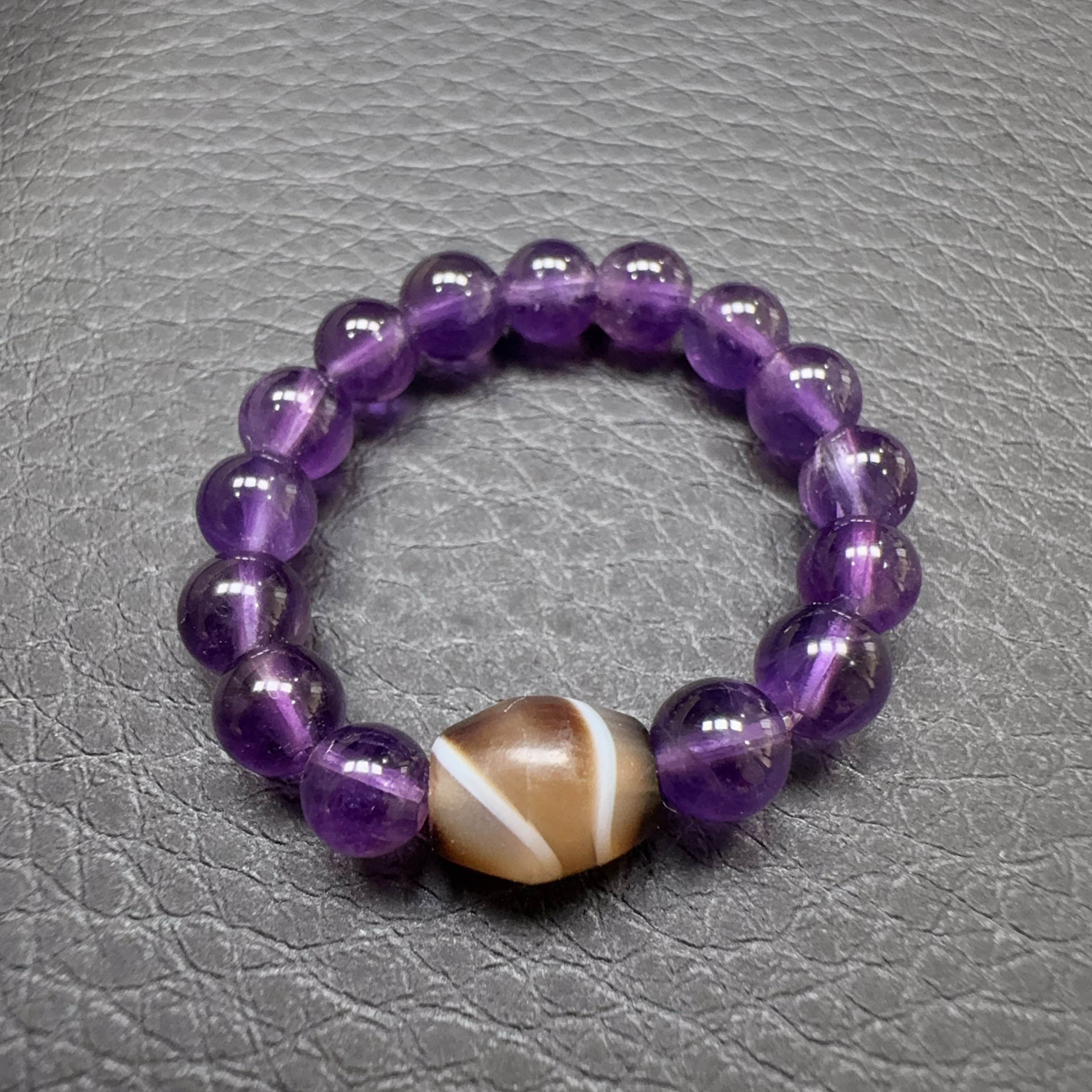 【伟伟鉴定】老缠丝玛瑙 桶珠7/6戒指 时尚百搭饰品古珠收藏