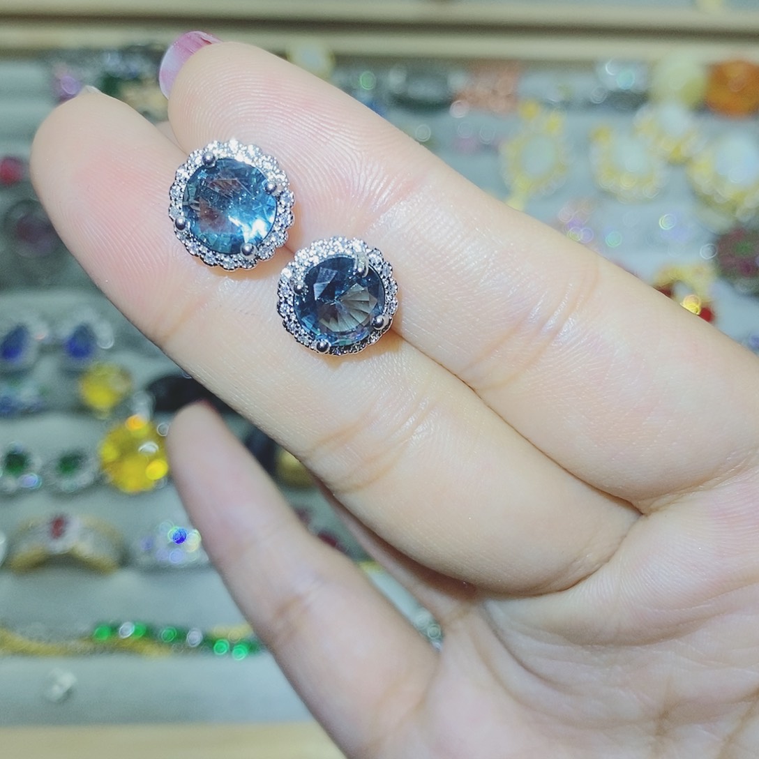 【闪购商品】托帕石耳饰银S925镶嵌