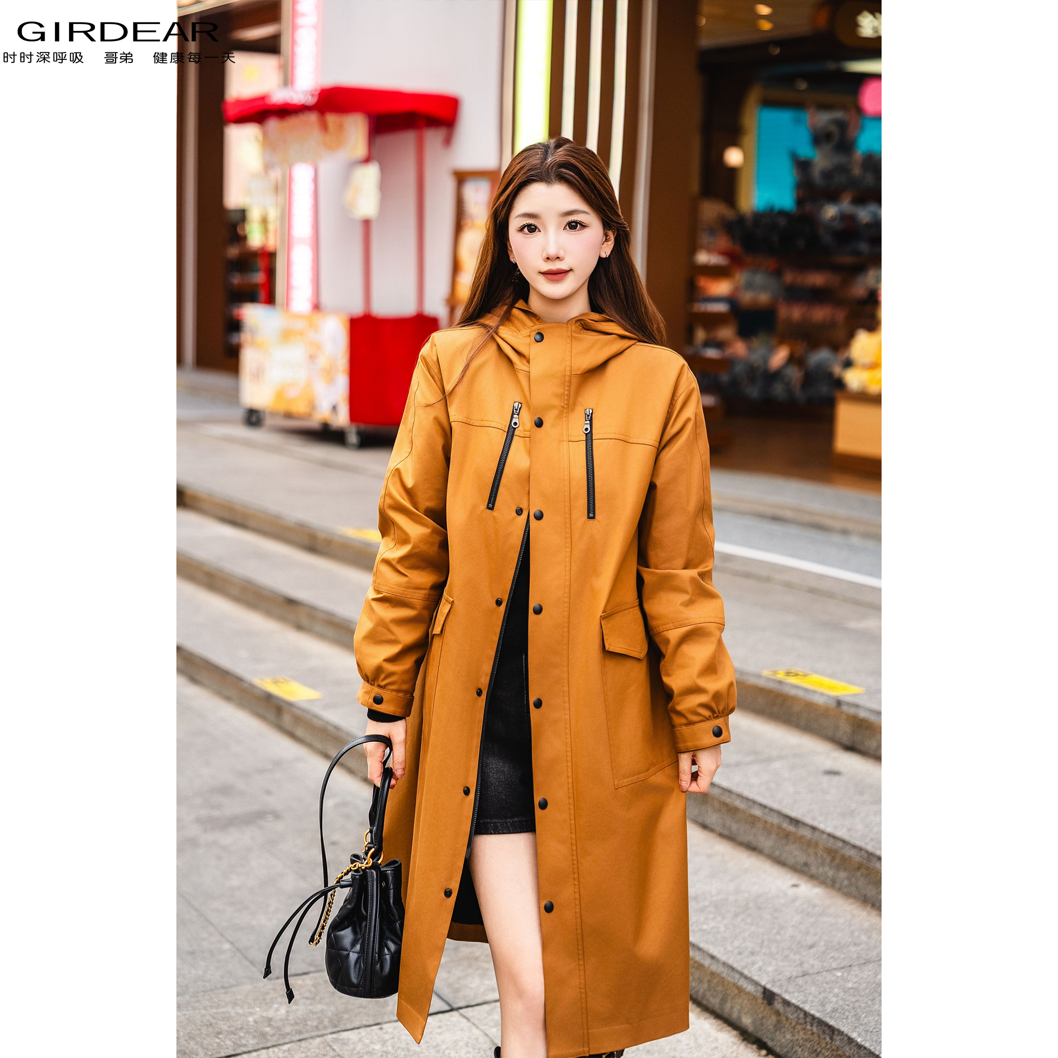 GIRDEAR/哥弟秋冬新款保暖琥珀流光韩版派克服连帽加厚女140057