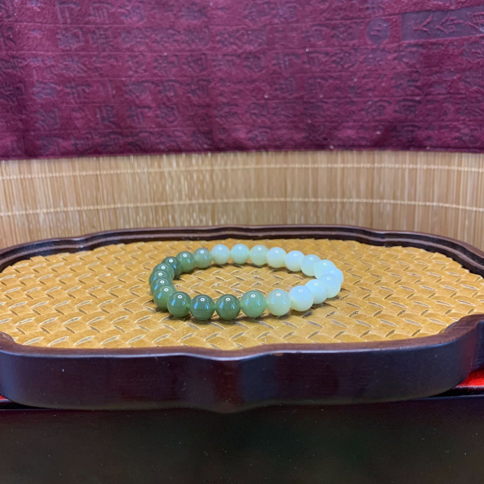 Q和田玉渐变圆珠手串0388