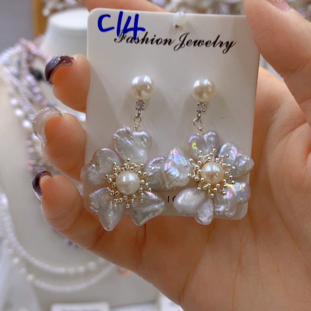 淡水珍珠耳饰银S925镶嵌