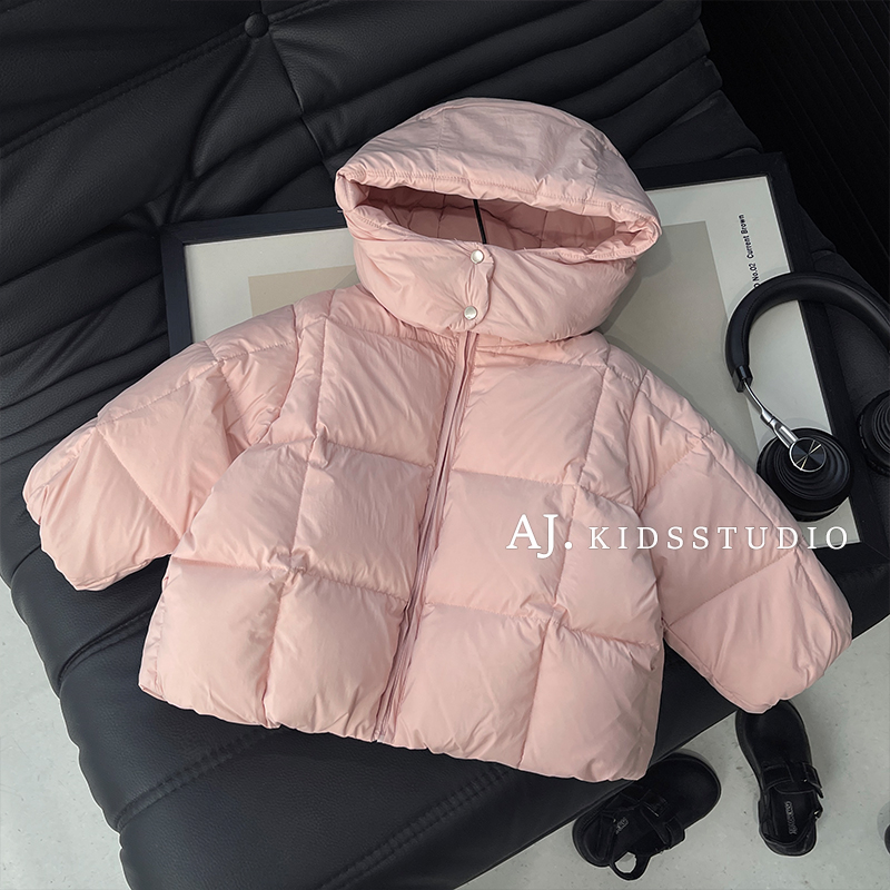 冬装女童韩版时尚少女粉可爱休闲加厚保暖连帽棉服SJ6657