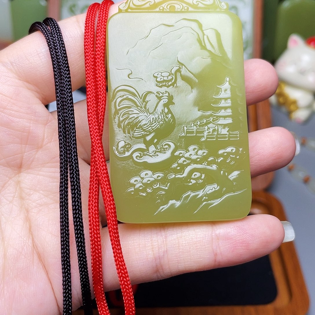 小***氓新疆昆仑山脉料生肖鸡牌