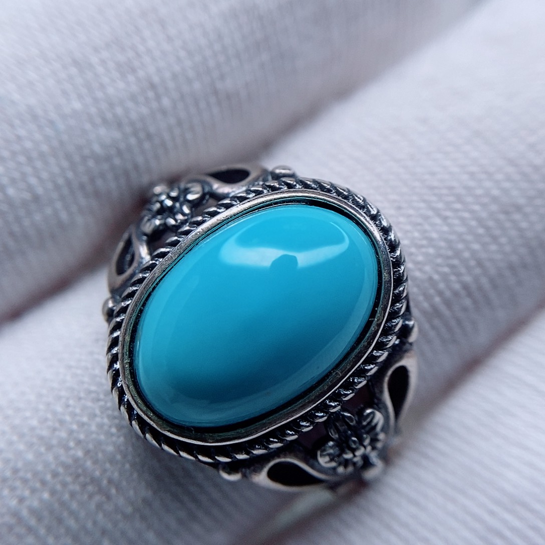 绿松石戒指银S925镶嵌
