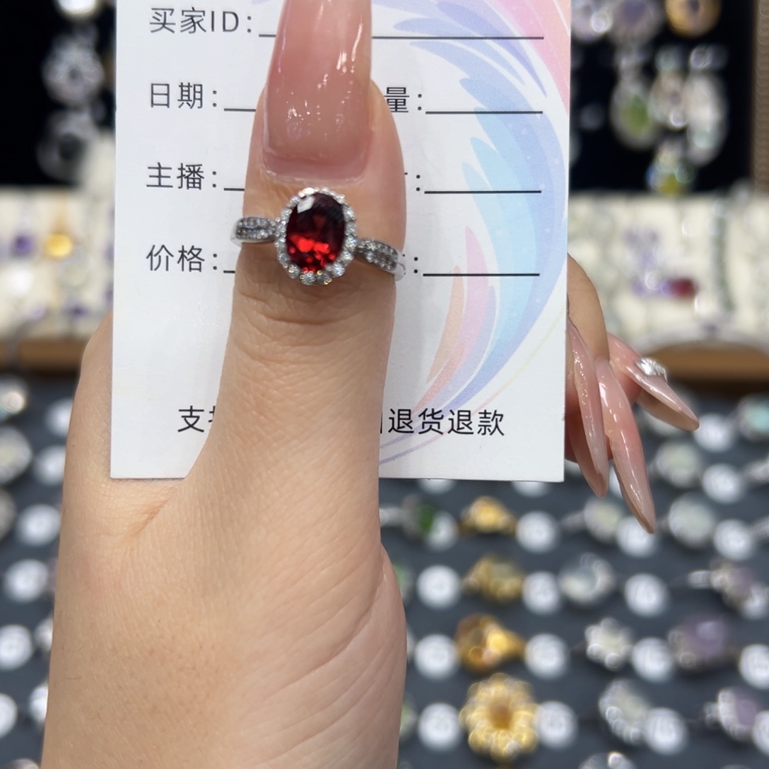 Y***s银S925镶嵌戒指石榴石
