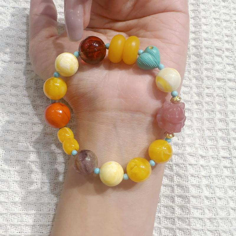 蜜蜡多宝盐源凤九手串