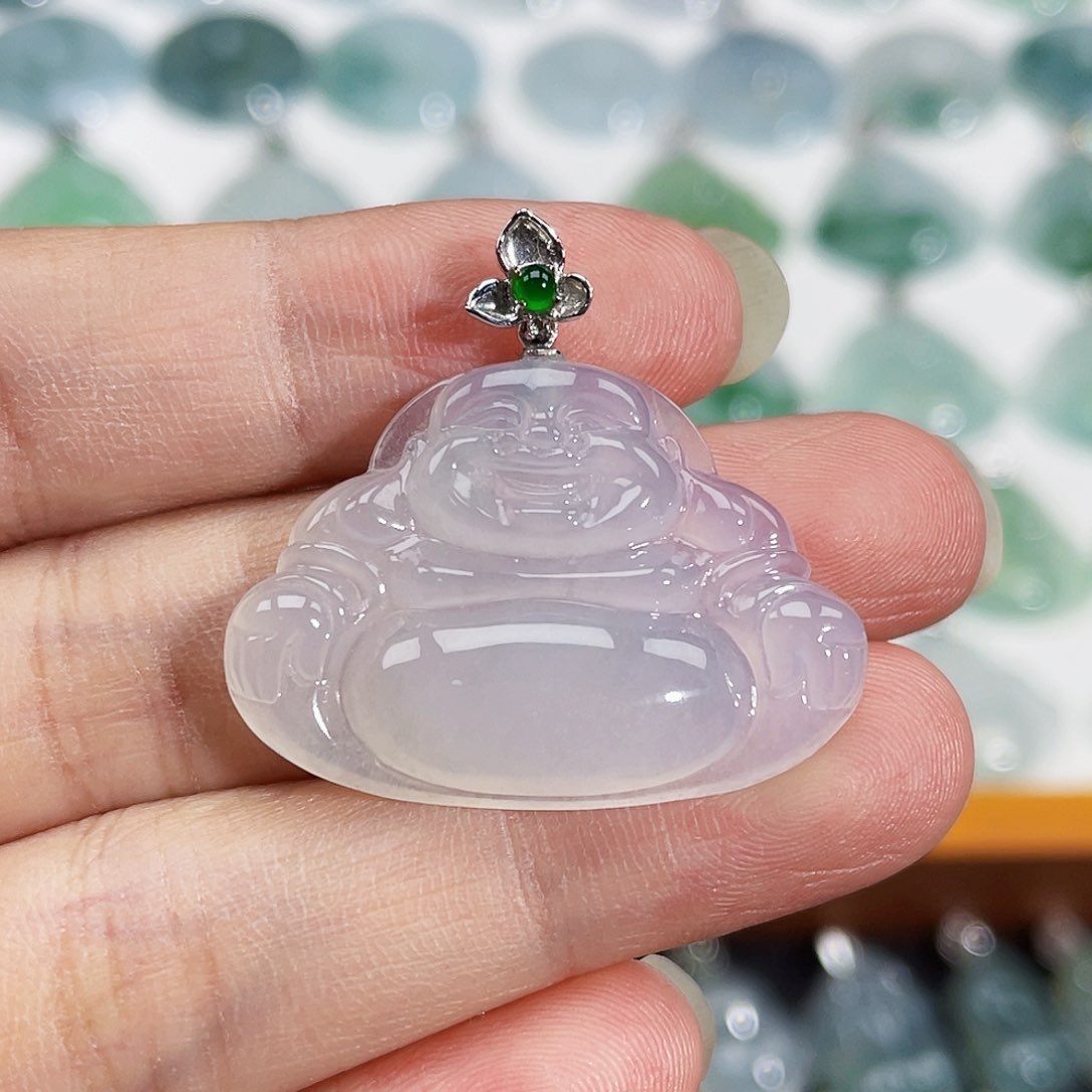 颈饰18K金镶嵌翡翠吊坠