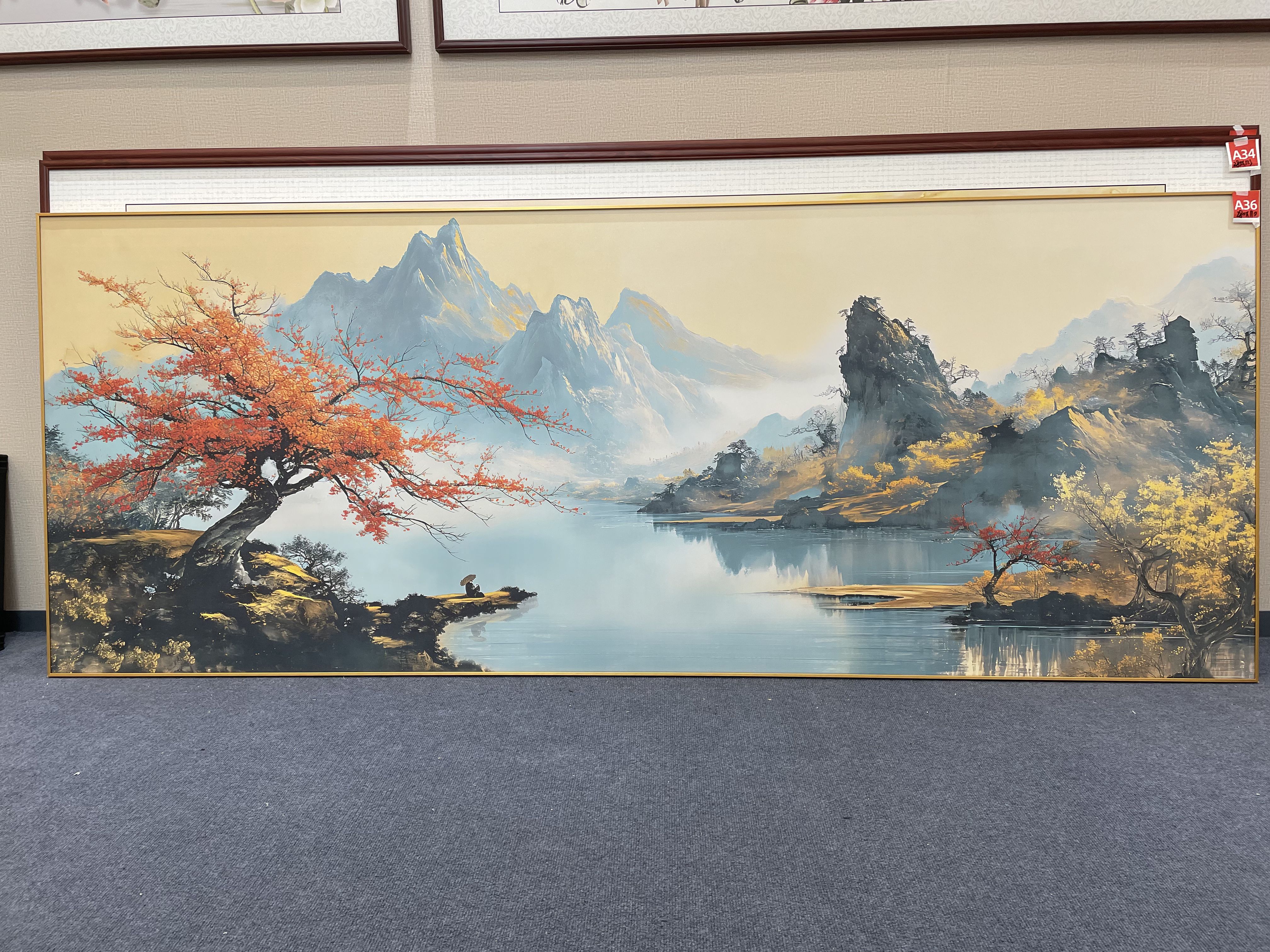 A36新中式280x110cm山水画客厅装饰画沙发背景墙挂画