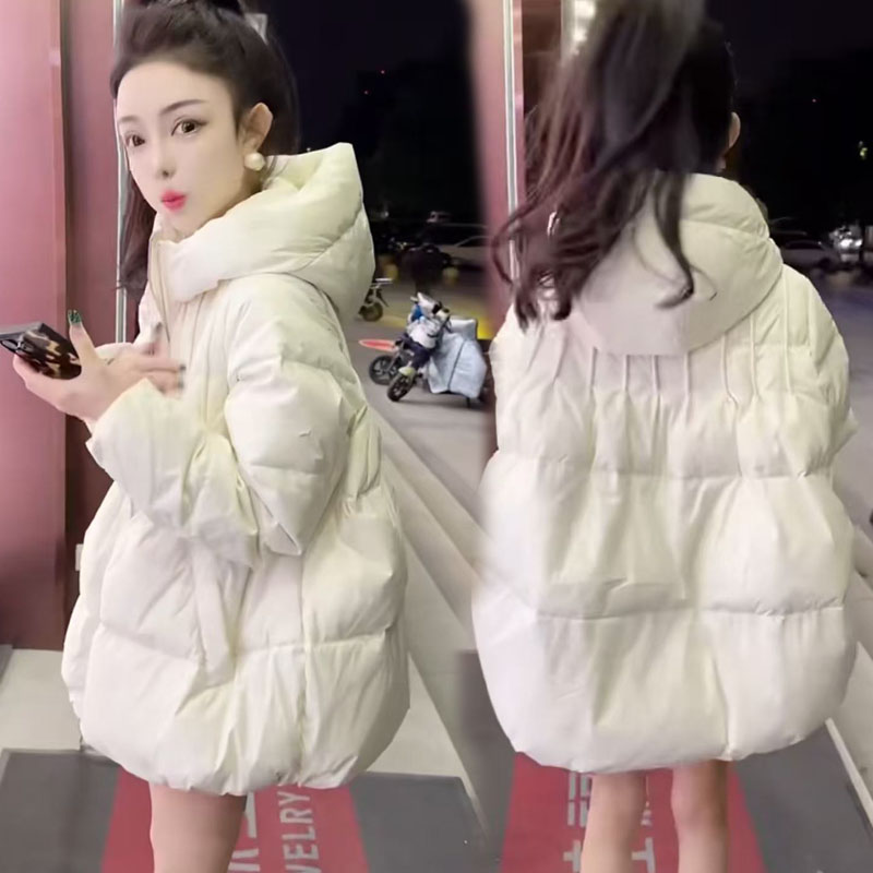 宽松连帽百搭外套女冬季2025年新款高级感时尚百搭加厚保暖棉衣潮