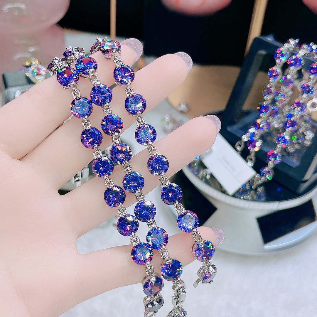 非金属合成锆石手链 60紫色烟花切手链