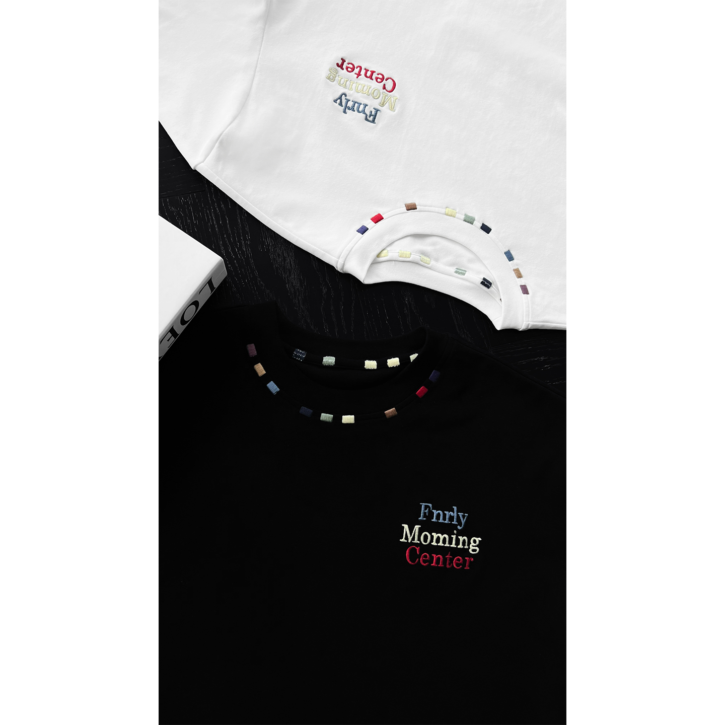 龙叨叨夏季新品美式设计感彩色刺绣短袖T恤潮牌宽松cleanfit上衣