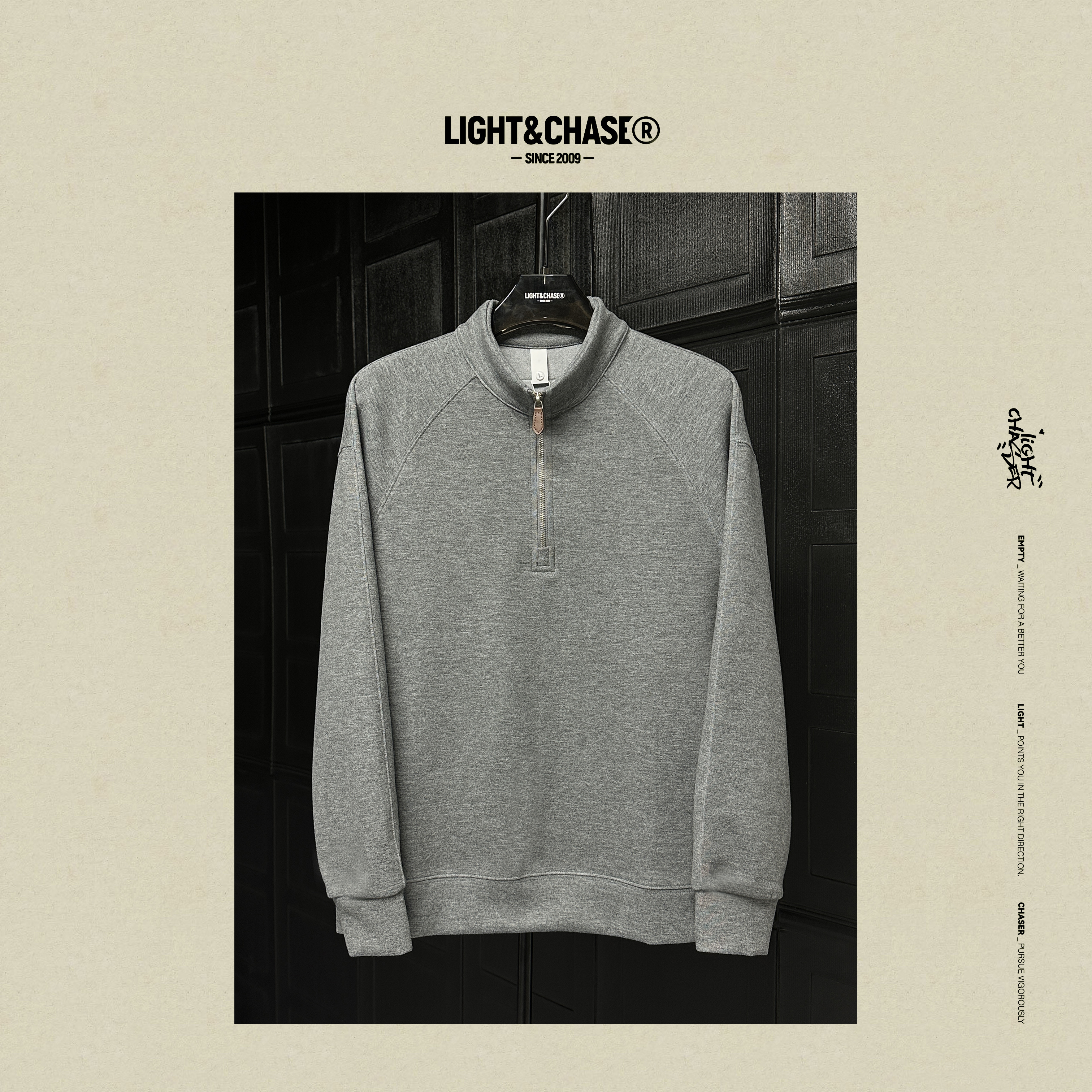 【云柔舒适】棉羊毛混纺半拉链解构剪裁时尚百搭磨毛亲肤保暖卫衣