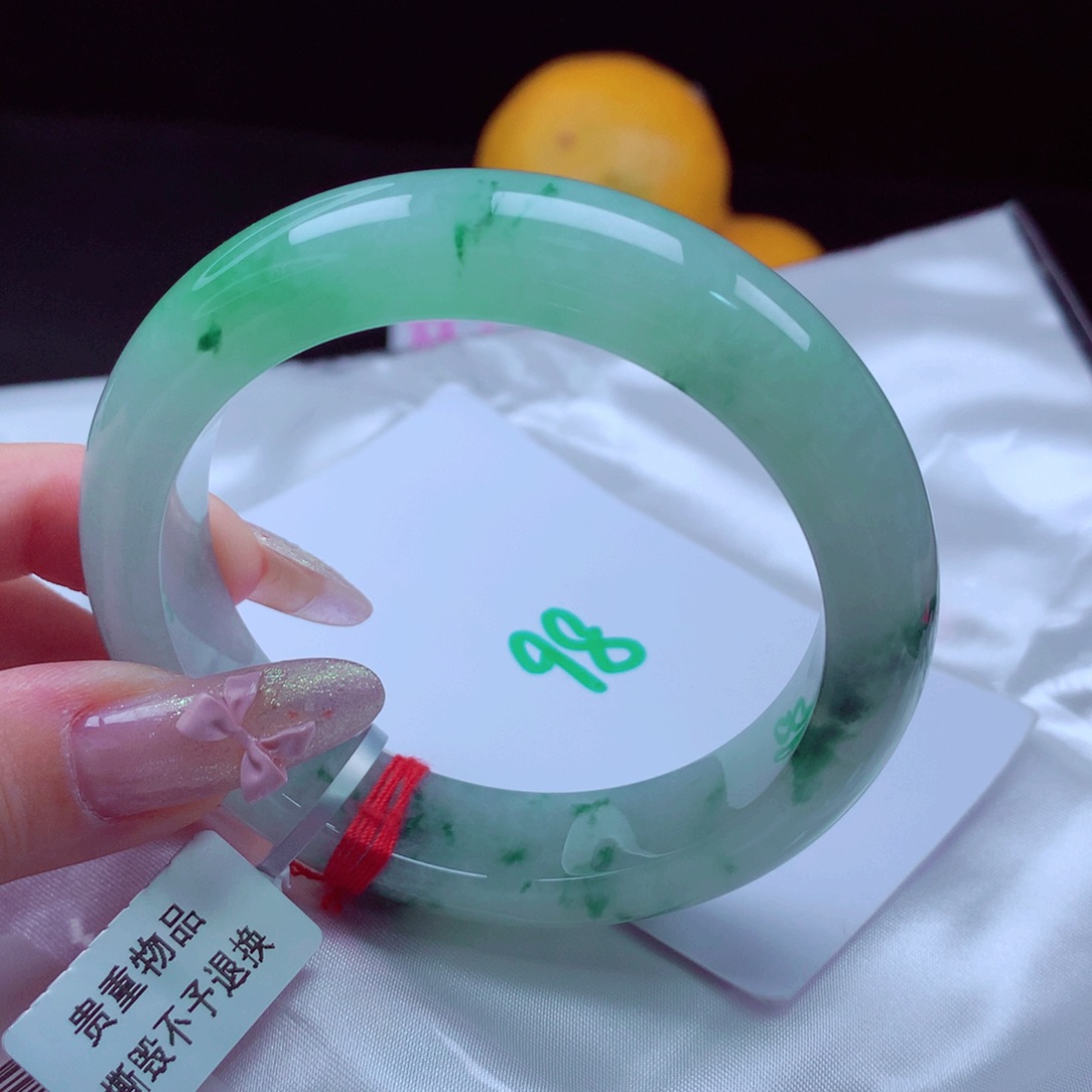 未镶嵌手镯翡翠天然缅甸翡翠A货手镯 98号宽版