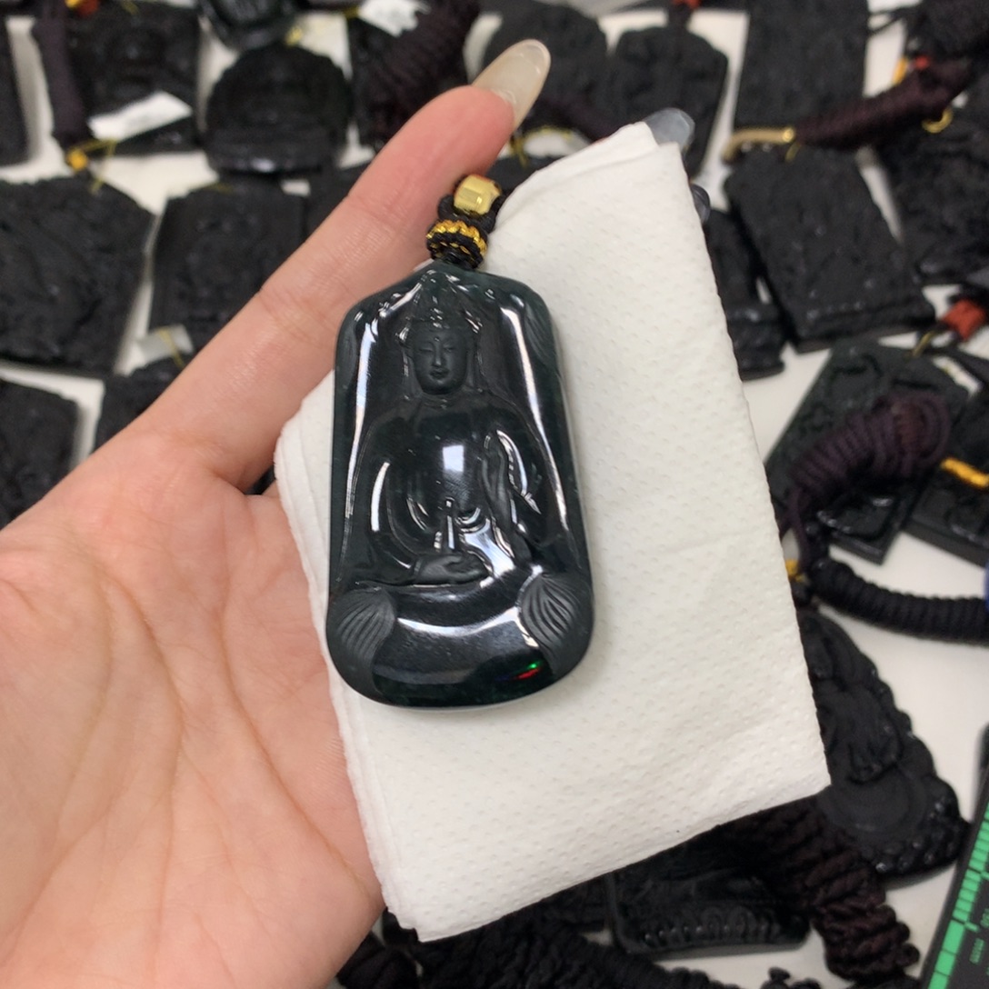 翡翠未镶嵌挂件天然缅甸a货钢琴黑挂件