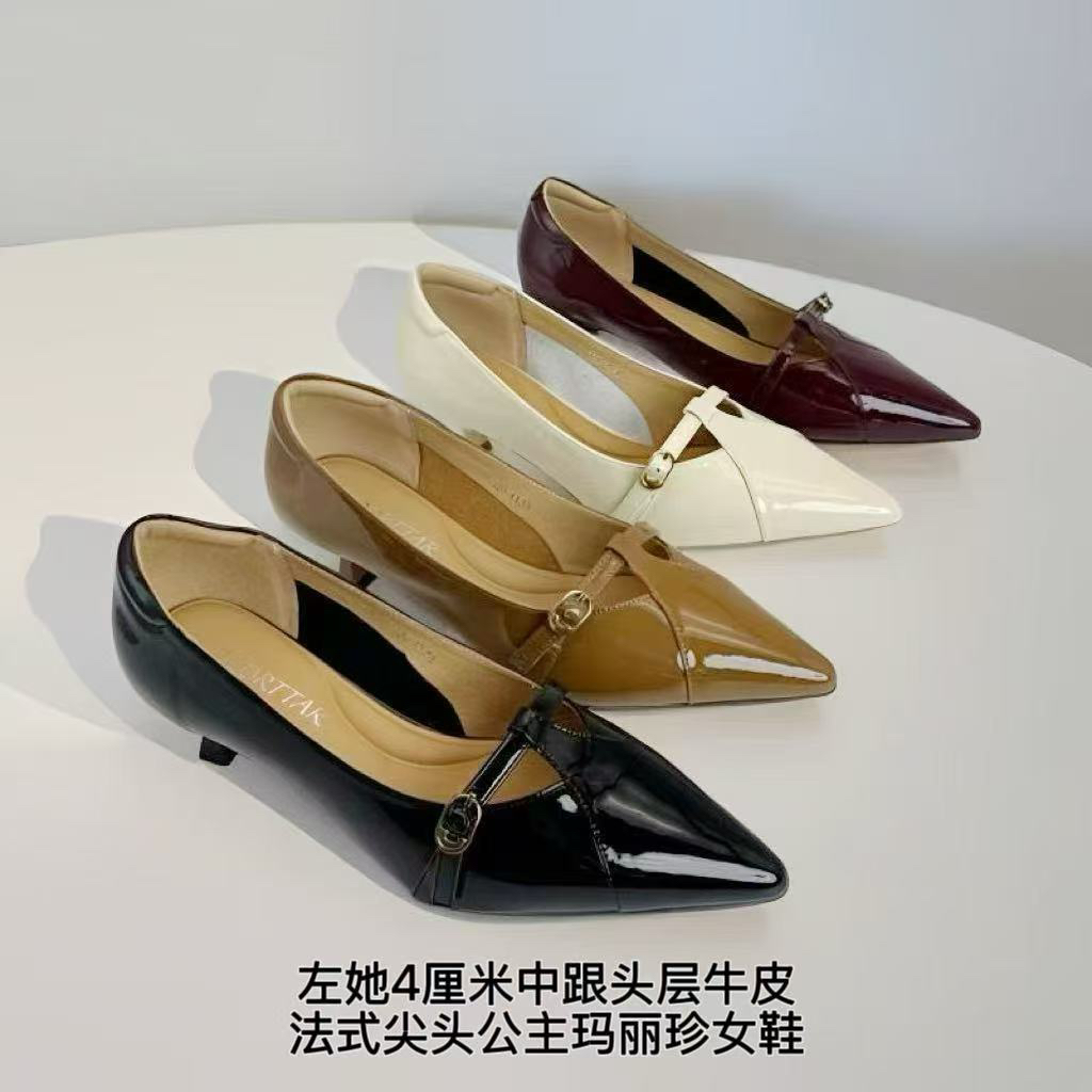 [ZOORTTAR] 3.5厘米舒适低跟头层牛漆皮百搭千金风玛丽珍鞋188359