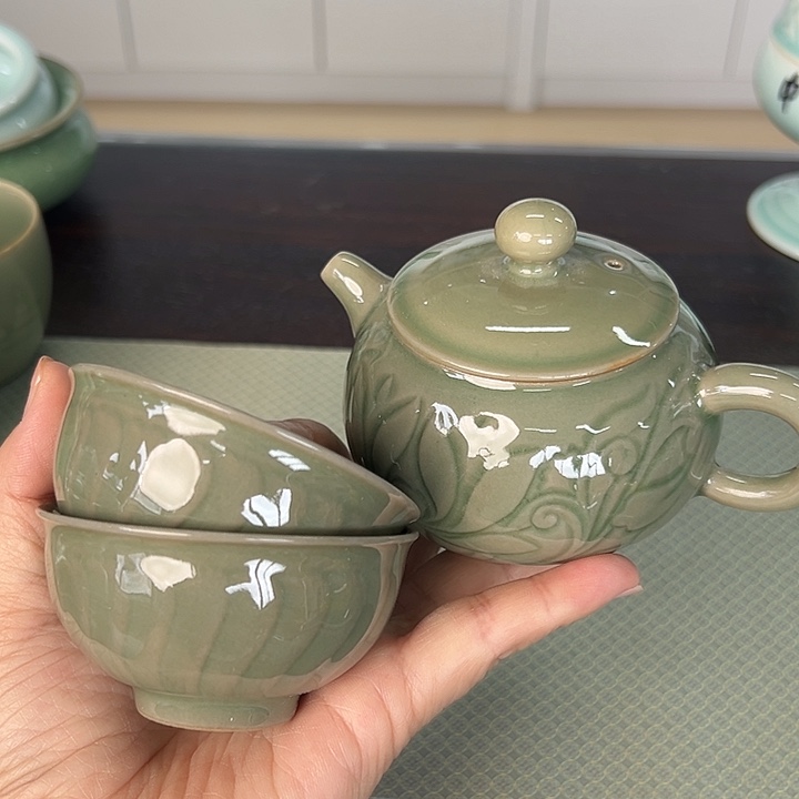 龙泉云间青瓷小米茶器