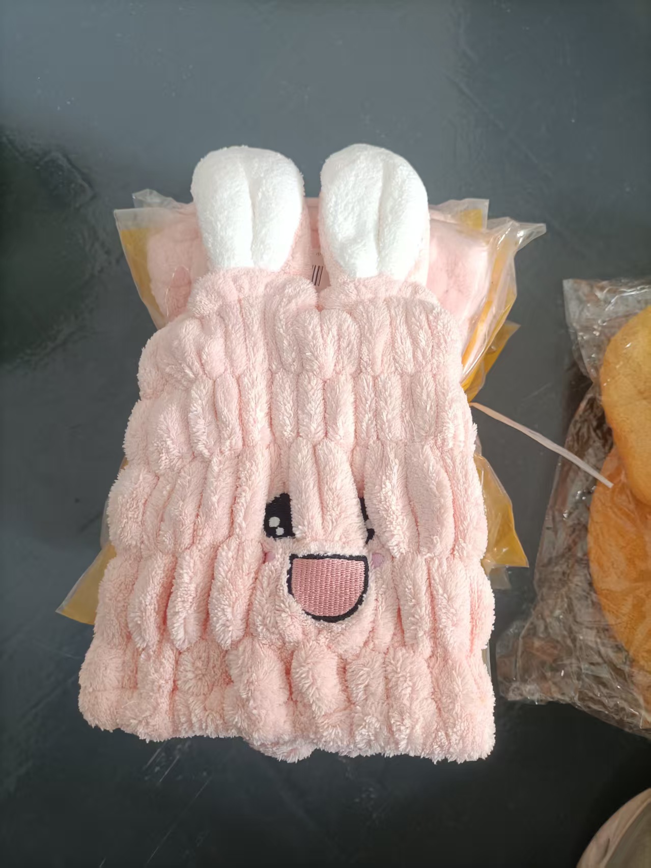 儿童干发帽粉色兔子保暖女童透气