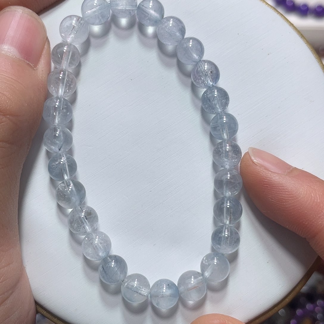 水晶未镶嵌手链蓝发晶7.2