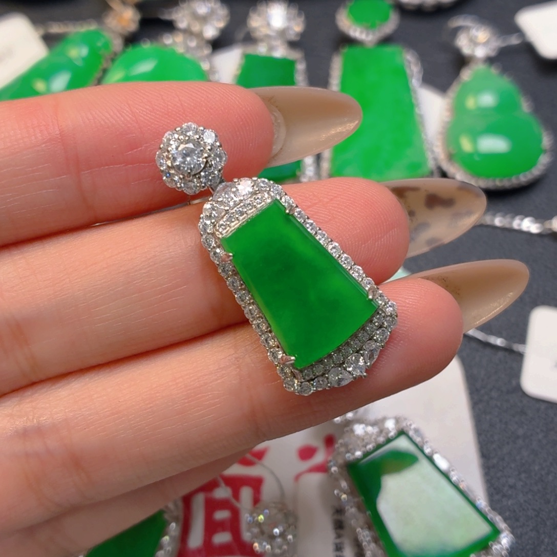 翡翠银S925镶嵌吊坠(不含链)