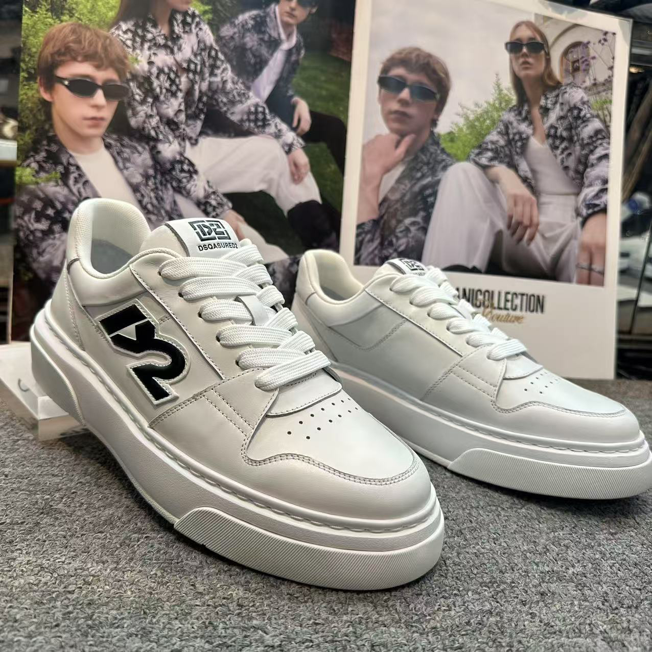 25年新款D2男士休闲时尚潮流百搭舒适轻奢休闲拼接板鞋