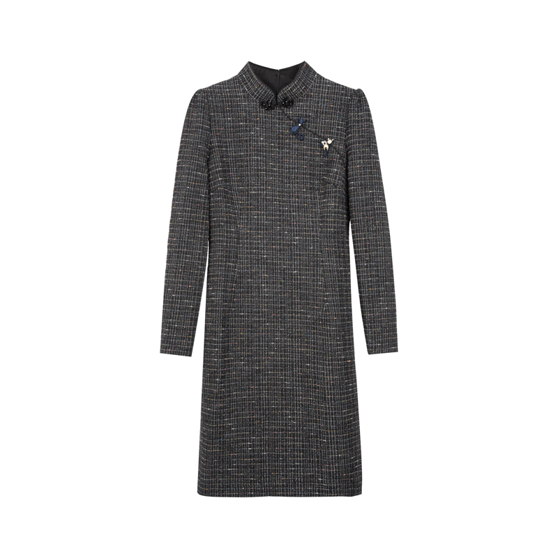 【小余专属】春季中长款经典格子修身连衣裙AF7341333463