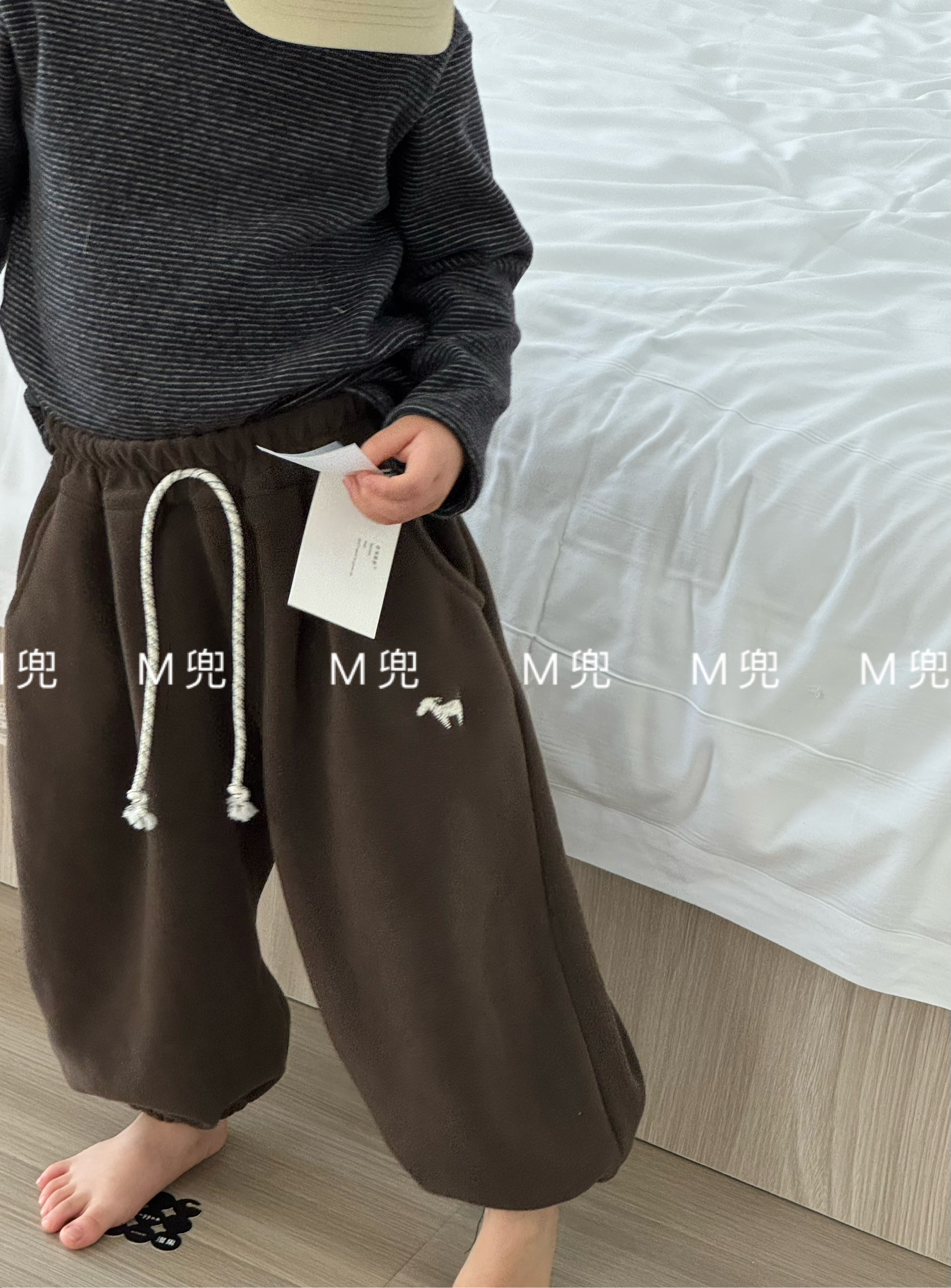 MD25年新款摇粒绒加厚款韩版裤子男女同款儿童加绒卫裤