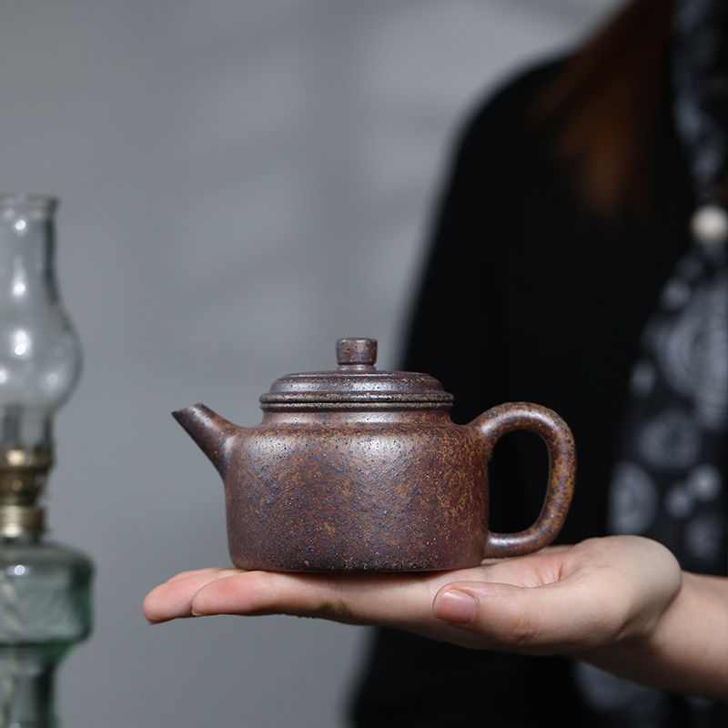 大吉羊柴烧 宜兴紫砂壶茶壶茶具 原矿紫焰砂小德钟170ml庄杰