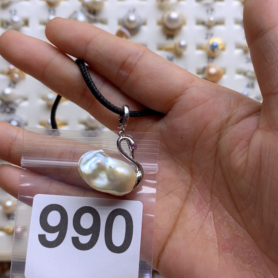 淡水珍珠颈饰银S925镶嵌990