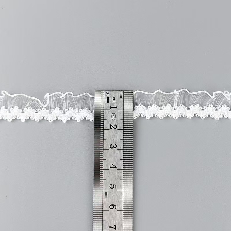 窗帘辅料帘头单排鱼丝皇冠花边白色