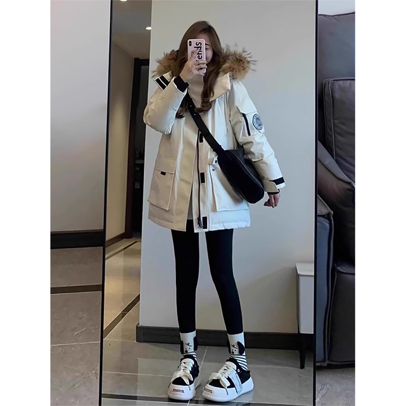 波司登极地联名大毛领羽绒派克棉服女2025年新款冬季夹棉加厚中长