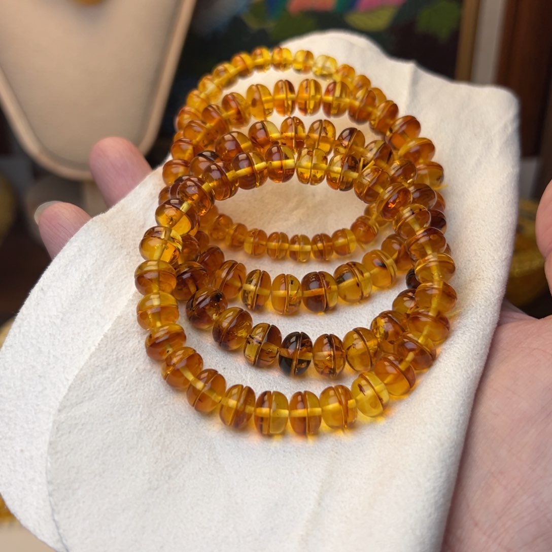 琥珀裸石未镶嵌8汉堡手串 多样发其一