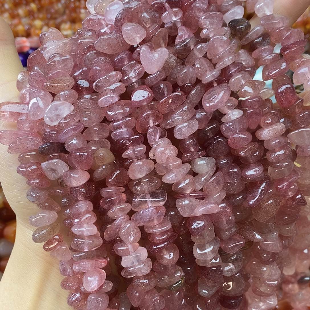 玛瑙/玉髓未镶嵌珠宝半成品草莓碎碎一条