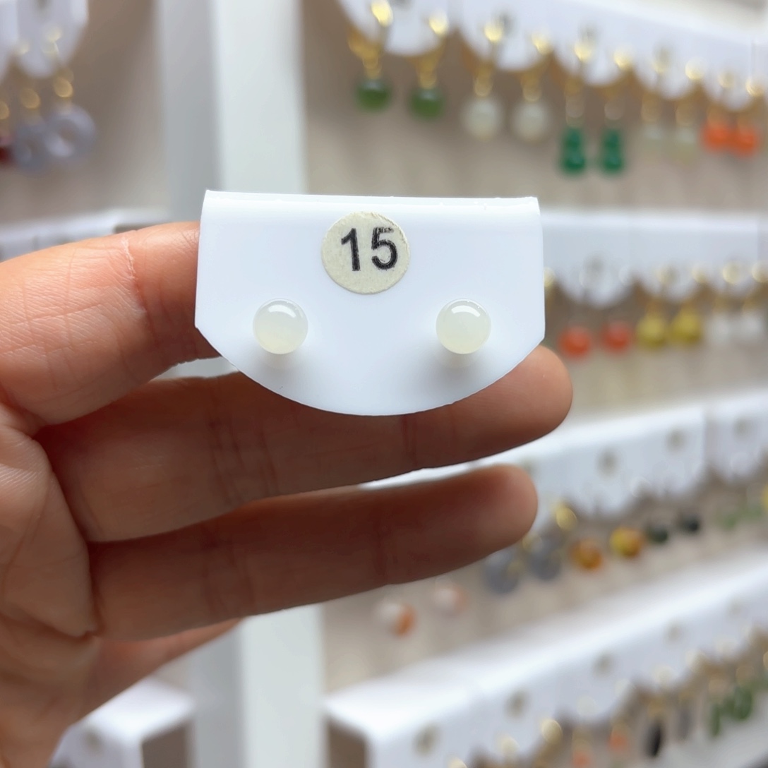 和田玉耳饰18K金镶嵌