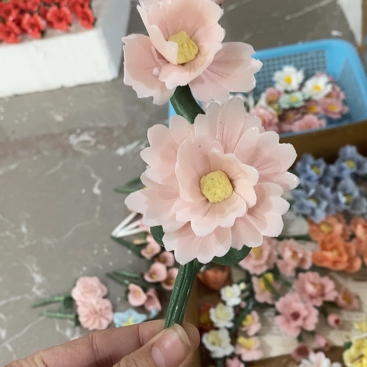 瓷片纯手工陶瓷花摆件1瑕