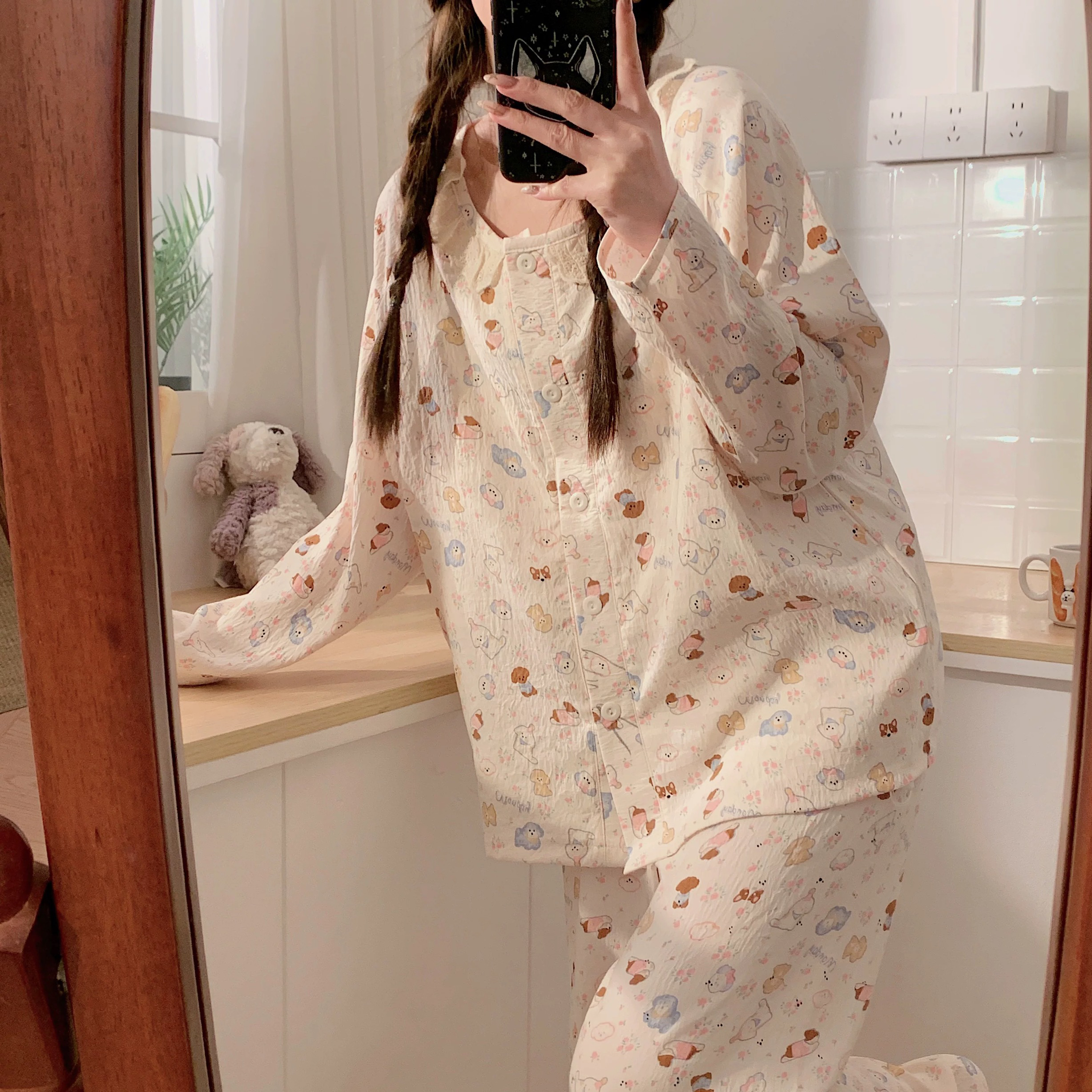 云朵棉薄款孕妇月子服哺乳睡衣长袖家居服产后喂奶舒适夏季产妇