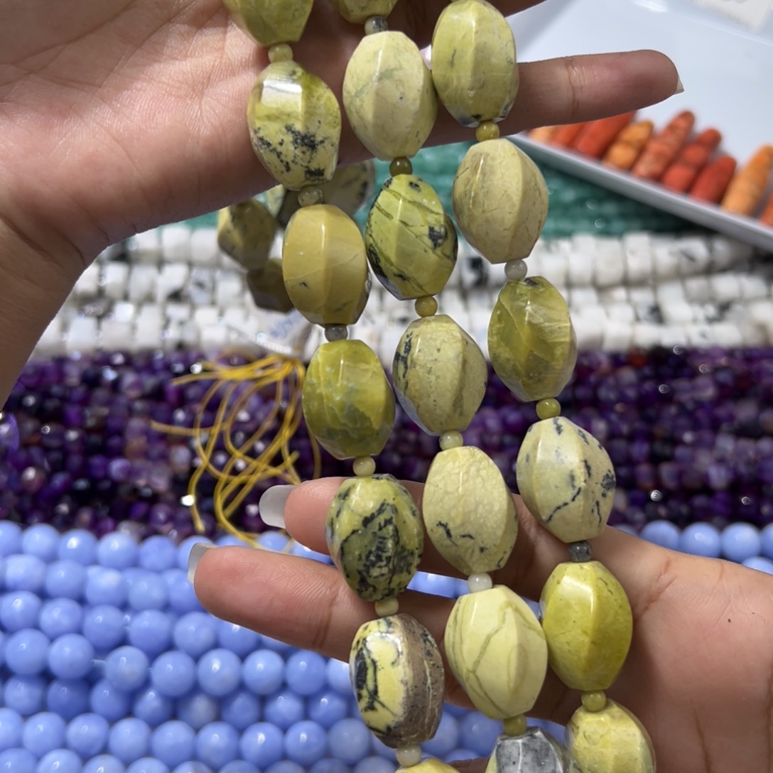 玛瑙/玉髓合金珠宝半成品Y139天河石一条