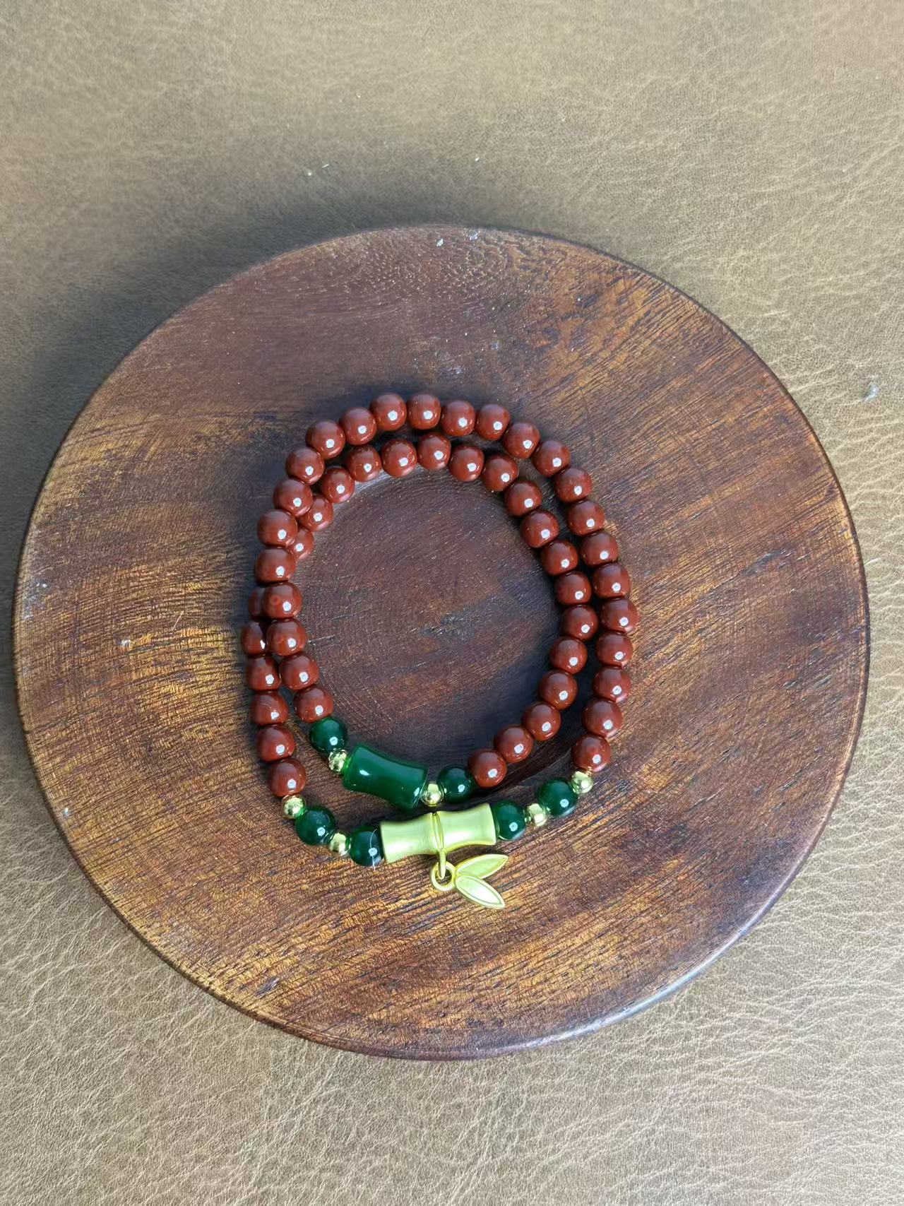 含辰砂工艺品MTYC 007 天然朱砂辰砂+竹节挂饰（无礼盒）