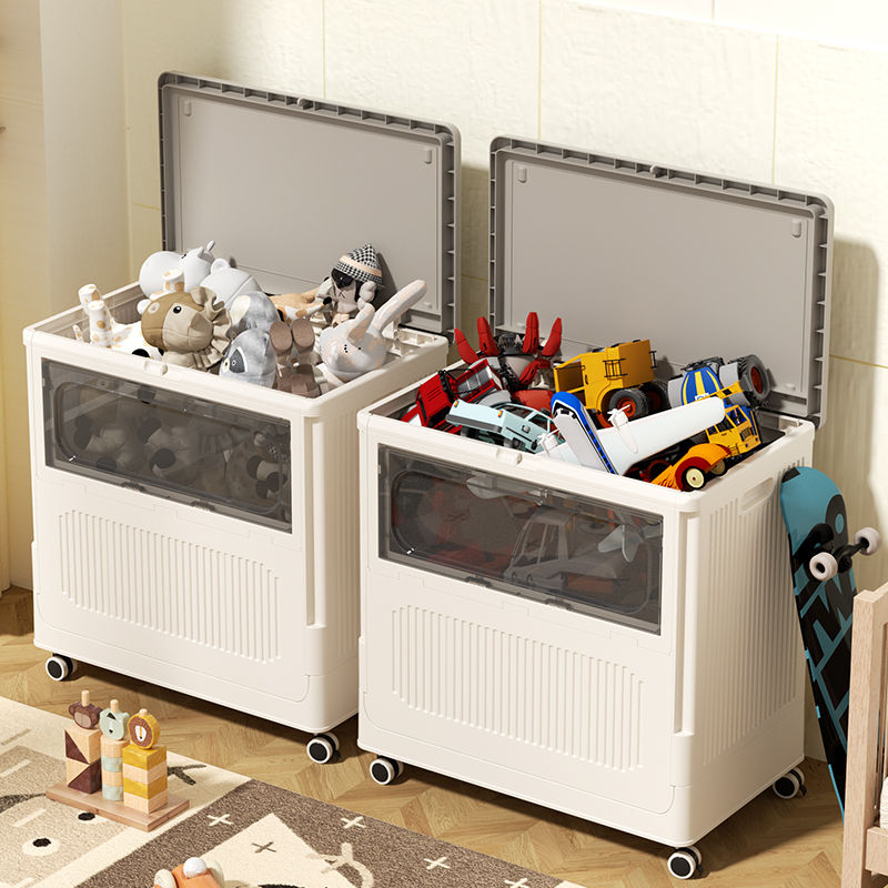 衣服收纳箱大容量超大家用翻盖整理箱带滑轮折叠盒衣物被子储物柜