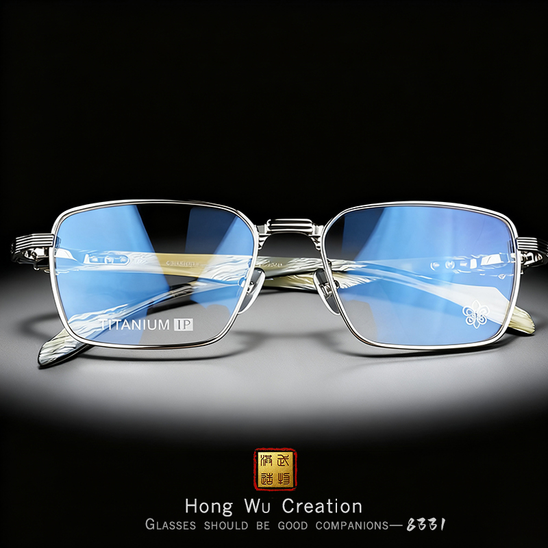 【洪武造物】8331定制柯罗稀有板材精雕风琴腿系列全框眼镜（包镜片）